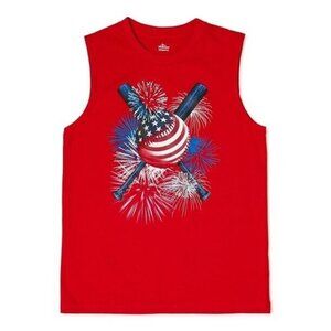 Way to Celebrate Boys XL Americana Baseball Fireworks Graphic Muscle Tank 035
